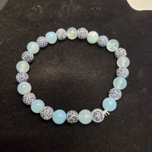 Chic Blue and White Beaded Bracelet